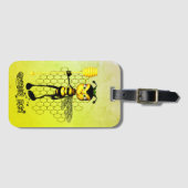 ハニカムと黄色と黒のクイーンビー ラゲッジタグ (正面横)