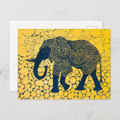 ハニカムに黒と黄色のゾウ シーズンポストカード (正面/裏面)