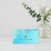 ハニカムアクアティール(緑がかった色)ブルー 名刺 (スタンド正面)