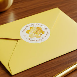 ハニカムウォーターカラーフラワー&ビーベビーシャワー ラウンドシール