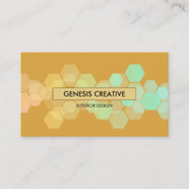 ハニカムグラデーションオレンジ色金ゴールドデザイナ 名刺