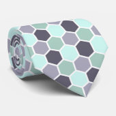 ハニカムグレーとグリーンパステルパターン ネクタイ (ロール)