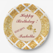 ハニカムゴールドグリッター ボホ 人気コレクション ペーパープレート (正面)