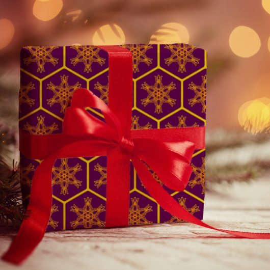 ハニカムスケッチの花王室の柄 ラッピングペーパー