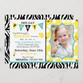 ハニカムゼブラプリントのまわりに誕生日招待状 招待状 (正面/裏面)