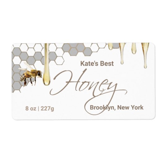 ハニカムドリップ&ビー付きハニーラベル ラベル (正面)