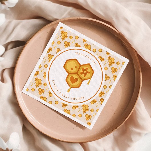 ハニカムハチビーかわいい赤ちゃんシャワー スタンダードカクテルナプキン
