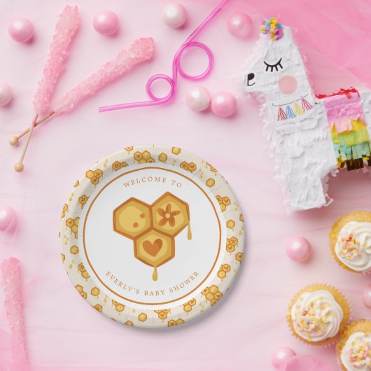 ハニカムハチビーかわいい赤ちゃんシャワー ペーパープレート (パーティー)