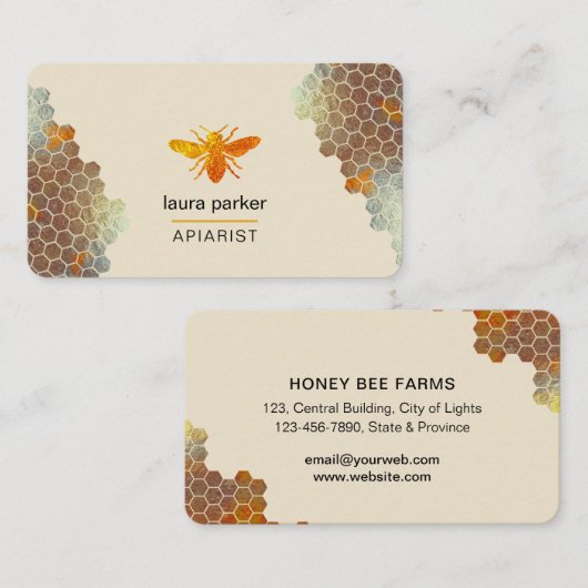 ハニカムハニービーアピアリスト六角の養蜂家 名刺 (正面/裏面)