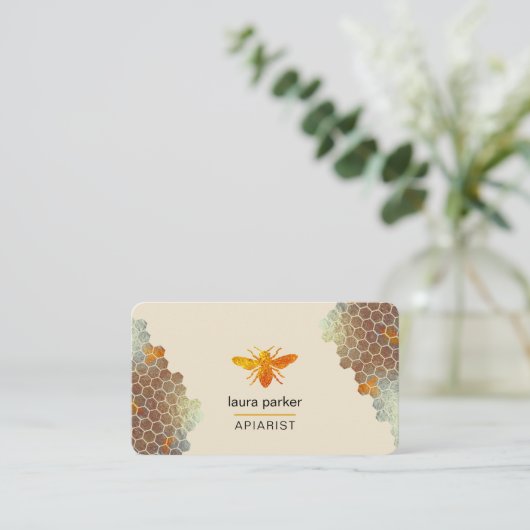 ハニカムハニービーアピアリスト六角の養蜂家 名刺 (スタンド正面)