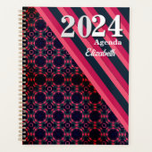 ハニカムパターンのヴィンテージ崇拝あなたの名前を追加 プランナー手帳 (正面)