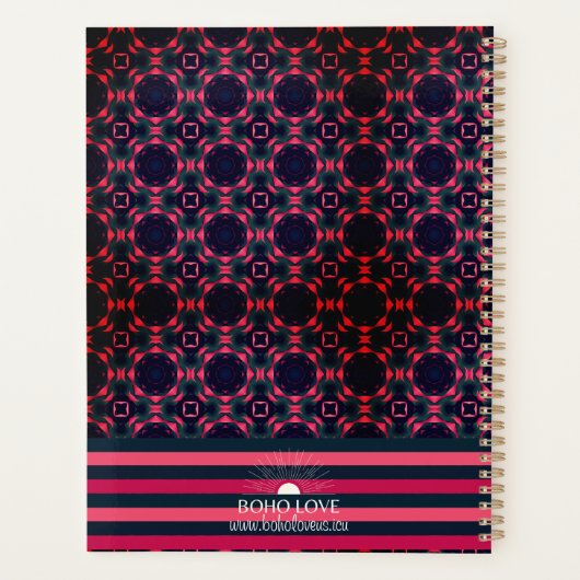 ハニカムパターンのヴィンテージ崇拝あなたの名前を追加 プランナー手帳 (裏面)