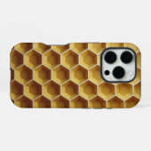 ハニカムパターンの黄色い六角形 iPhoneケース (裏面横)