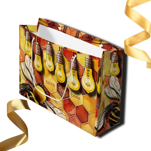 ハニカムビーとガーデンのストリングライト ラージペーパーバッグ