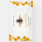 ハニカムビーテーマ誕生パーティーへようこそ 横断幕 (縦)