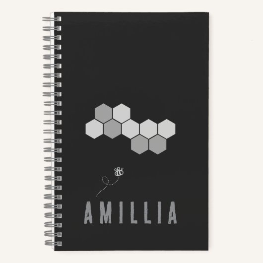 ハニカムビーネームタイポグラフィデザイン ノートブック (正面)
