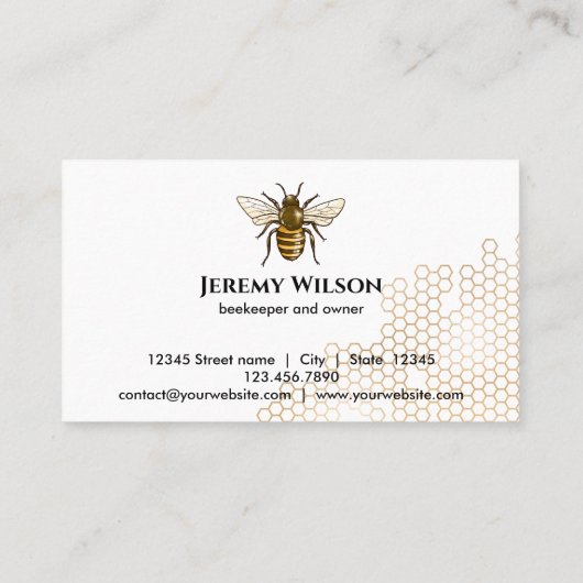 ハニカムビーファームビーキーパーアピアリストミツバチ 名刺 (裏面)