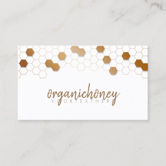 ハニカムビーファーム養蜂場金ゴールドシンプル 名刺 (正面)