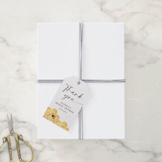 ハニカムビーブライダルシャワーありがとう ギフトタグ (より糸付き)