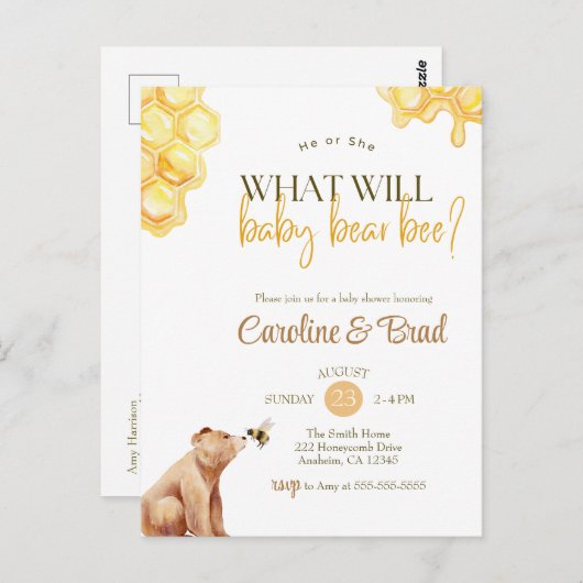 ハニカムビーベビーが負担するハニカムベイビーシャワー ポストカード (正面/裏面)