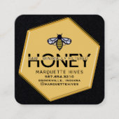 ハニカムビーモダンブラックイエローハニービーキーパー スクエア名刺 (正面)