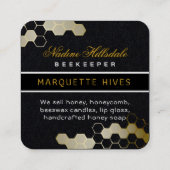 ハニカムビーモダンブラックイエローハニービーキーパー スクエア名刺 (裏面)
