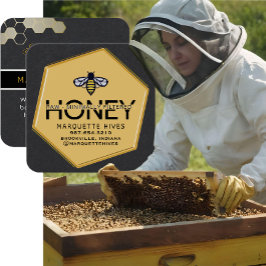 ハニカムビーモダンブラックイエローハニービーキーパー スクエア名刺