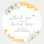 ハニカムビー夏の赤ちゃんシャワーありがとう ラウンドシール (正面)