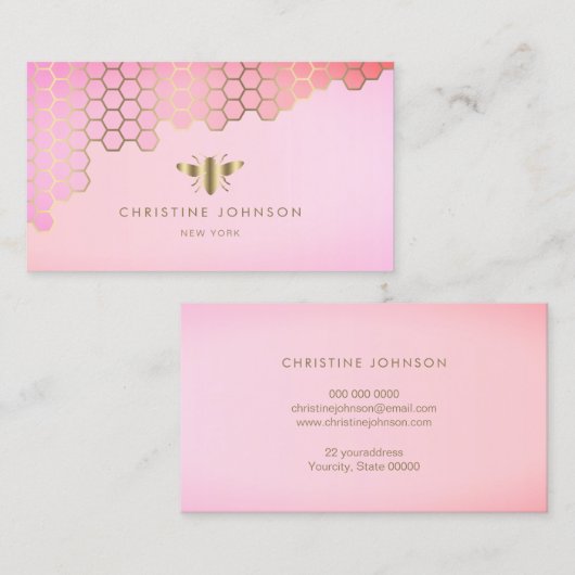 ハニカムピンク 名刺 (正面/裏面)