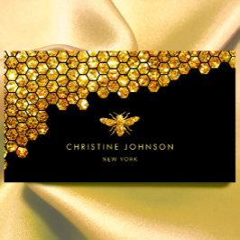 ハニカムフェイク金ゴールドグリッタービー 名刺