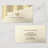 ハニカムフェイク金ゴールドフォイルbeeロゴ 名刺 (正面/裏面)