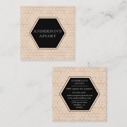 ハニカムフェイク金ゴールドホイル スクエア名刺 (正面/裏面)