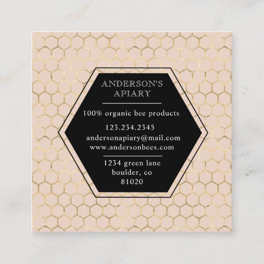 ハニカムフェイク金ゴールドホイル スクエア名刺 (裏面)