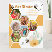 ハニカムフォトコラージュビーハッピーバースデー カード (正面)