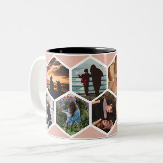 ハニカムフパーソナライズされたァミリ写真9写真マグカップ ツートーンマグカップ (正面左)