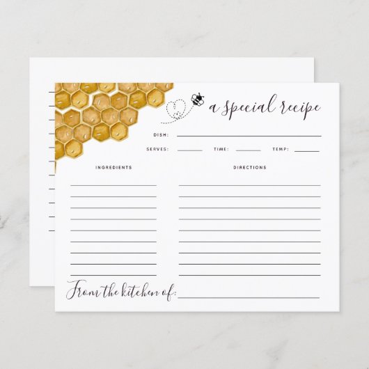 ハニカムブライダルシャワーレシピカード (正面/裏面)