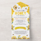 ハニカムミツバチの巣甘いハチミツバチベビーシャワー オールインワン招待状 (内側)