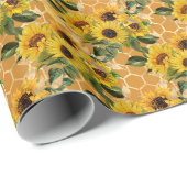 ハニカムミツバチひまわり ラッピングペーパー (ロールコーナー)