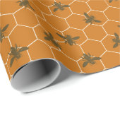 ハニカムミツバチ暗色琥珀 ラッピングペーパー (ロールコーナー)