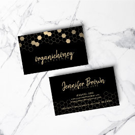 ハニカムミツバチ農場養蜂場金ゴールド 名刺