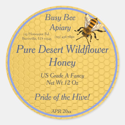 ハニカムラウンド独身のとハニツバチラベル ラウンドシール (正面)