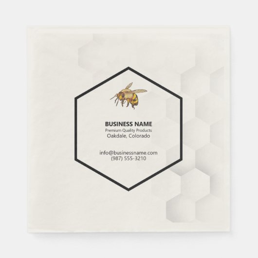 ハニカムロゴとビーのロゴハニーテイスティングナプキン スタンダードランチョンナプキン (正面)