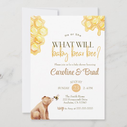 ハニカム何がベビーbee赤ちゃんシャワーを負担 招待状 (正面)