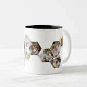 ハニカム六角フォトコラージュ11写真コーヒー ツートーンマグカップ (正面右)