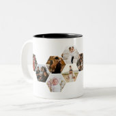 ハニカム六角フォトコラージュ11写真コーヒー ツートーンマグカップ (正面左)