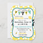 ハニカム動物柄 ビー 誕生日招待状 招待状 (正面)