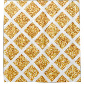 ハニカム金ゴールドグリッターボホコレクシ人気があるョン シャワーカーテン (正面)