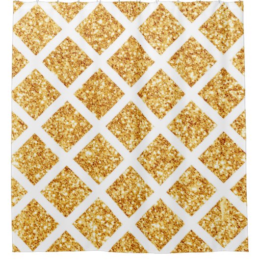 ハニカム金ゴールドグリッターボホコレクシ人気があるョン シャワーカーテン (正面)