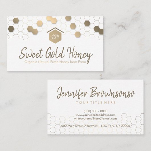 ハニカム金ゴールドホーム実在エステート 名刺 (正面/裏面)