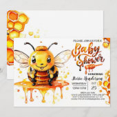 ハニカム魔法お洒落ベビーシャワー 招待状 (正面/裏面)